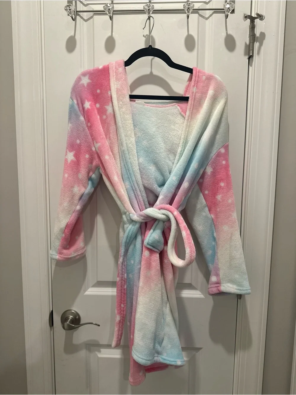 Kids Plush Star Tie-Waist Robe - Pink & Blue